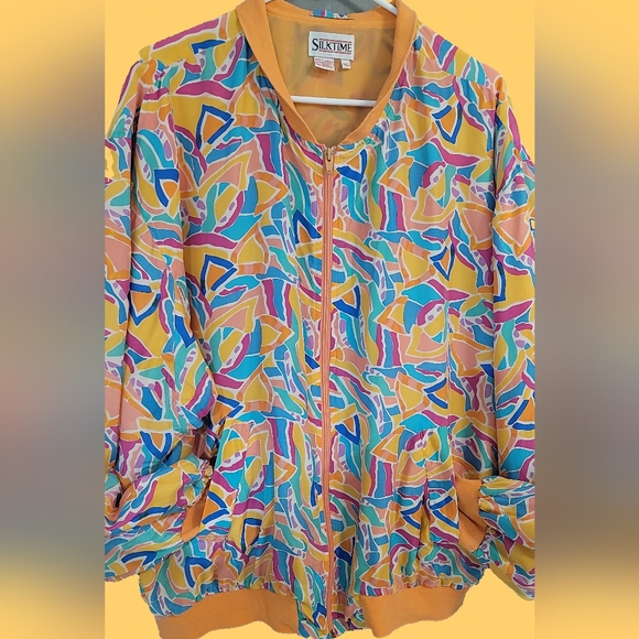 Silktime Vintage 80 90sColorful Printed Bomberjacket - Picture 4 of 5